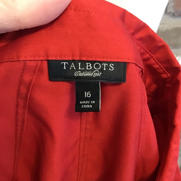 TALBOTS Women's Elegant Red Short Cuffed Sleeves Button-Down Shirt Dress 16 - Picture 6 of 6
